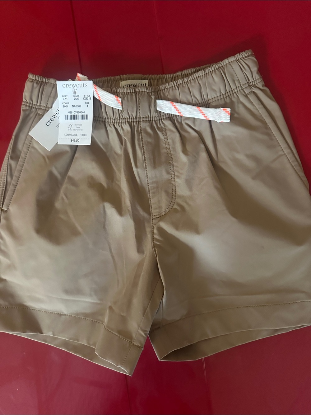 Crewcuts Boys Tan Athletic Shorts. Size 4. NWT